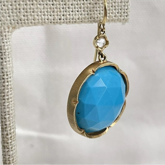 Irene Neuwirth Large Turquoise And Diamond Drop Earrings In 18k Gold - Picture 14 of 16